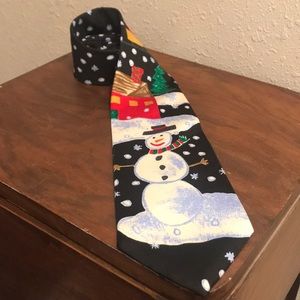Save the Children Snowman Santa Blue Men's Tie 59"